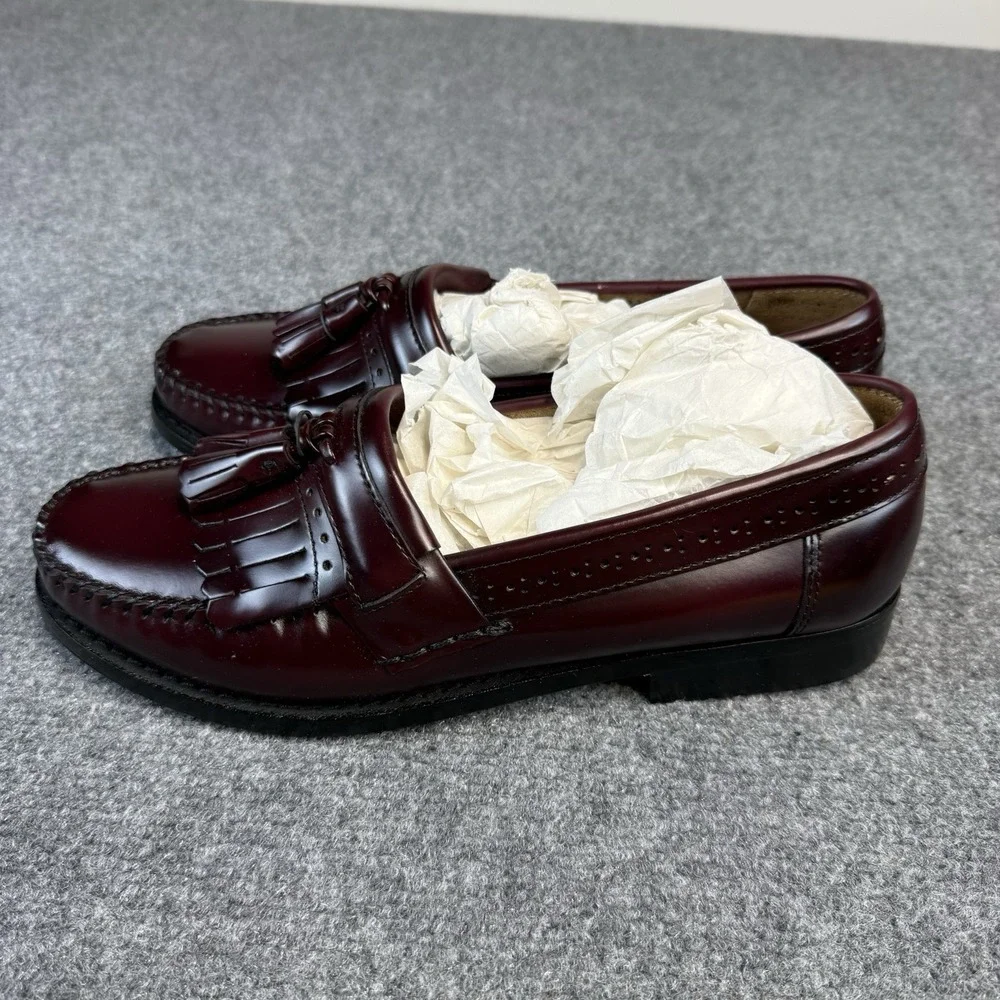 GH Bass & Co Weejuns Men's Jeremy Tassel Loafers Burgundy Leather 8.5 2E